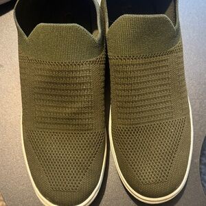 Olive Green Slip-On Sneakers